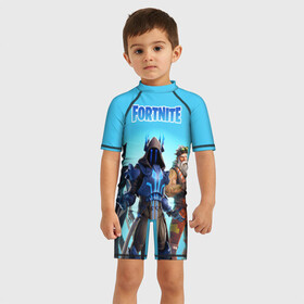 Детский купальный костюм 3D с принтом FORTNITE WINTER SEASON в городе Новоалтайск, Полиэстер 85%, Спандекс 15% | застежка на молнии на спине | 7 season | 7 сезон | battle | fortnite | royale | winter | битва | владыка | генерал | дожор | зима | королевская | льда | мороз | неоновая | ночной | рысь | скин | снайпер | снежный | фортнайт | форточка