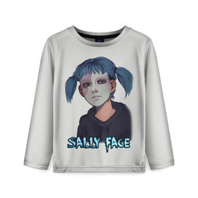 Детский лонгслив 3D с принтом Sally Face в городе Новоалтайск, 100% полиэстер | длинные рукава, круглый вырез горловины, полуприлегающий силуэт
 | sally face | игра | компьютерная игра | лицо | маска | протез | салли фейс | школа | шрамы