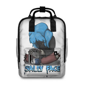 Женский рюкзак 3D с принтом Sally Face в городе Новоалтайск, 100% полиэстер | лямки с регулируемой длиной, сверху ручки, чтобы рюкзак нести как сумку. Основное отделение закрывается на молнию, как и внешний карман. Внутри два дополнительных кармана, один из которых закрывается на молнию. По бокам два дополнительных кармашка, куда поместится маленькая бутылочка
 | sally face | игра | компьютерная игра | лицо | маска | протез | салли фейс | школа | шрамы