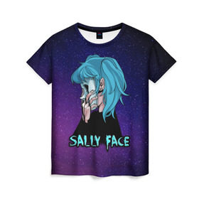 Женская футболка 3D с принтом Sally Face в городе Новоалтайск, 100% полиэфир ( синтетическое хлопкоподобное полотно) | прямой крой, круглый вырез горловины, длина до линии бедер | sally face | игра | компьютерная игра | лицо | маска | протез | салли фейс | школа | шрамы