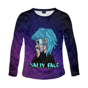 Женский лонгслив 3D с принтом Sally Face в городе Новоалтайск, 100% полиэстер | длинные рукава, круглый вырез горловины, полуприлегающий силуэт | sally face | игра | компьютерная игра | лицо | маска | протез | салли фейс | школа | шрамы