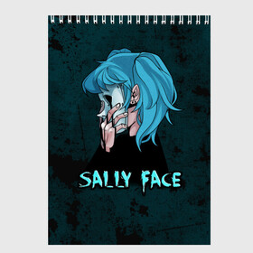 Скетчбук с принтом Sally Face в городе Новоалтайск, 100% бумага
 | 48 листов, плотность листов — 100 г/м2, плотность картонной обложки — 250 г/м2. Листы скреплены сверху удобной пружинной спиралью | sally face | игра | компьютерная игра | лицо | маска | протез | салли фейс | школа | шрамы