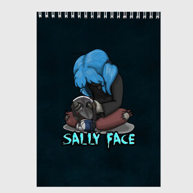 Скетчбук с принтом Sally Face в городе Новоалтайск, 100% бумага
 | 48 листов, плотность листов — 100 г/м2, плотность картонной обложки — 250 г/м2. Листы скреплены сверху удобной пружинной спиралью | sally face | игра | компьютерная игра | лицо | маска | протез | салли фейс | школа | шрамы