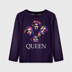 Детский лонгслив 3D с принтом Queen в городе Новоалтайск, 100% полиэстер | длинные рукава, круглый вырез горловины, полуприлегающий силуэт
 | queen | брайан мэи | британская | группа | джон дикон | королева | роджер тейлор | рок | фредди меркьюри