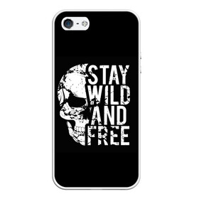 Чехол для iPhone 5/5S матовый с принтом Stay wild and free в городе Новоалтайск, Силикон | Область печати: задняя сторона чехла, без боковых панелей | background | black | day of the dead | death | drawing | f | free | halloween | inscription | skeleton | skull | stay | symbol | text | wild | день мертвых | дикий | надпись | оставайся | рисунок | свободный | символ | скелет | текст | фон | хэлл