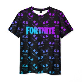 Мужская футболка 3D с принтом FORTNITE x MARSHMELLO в городе Новоалтайск, 100% полиэфир | прямой крой, круглый вырез горловины, длина до линии бедер | 2019 | armor | armour | cybersport | esport | fortnite | game | llama | logo | броня | игра | киберспорт | лама | фиолетовый | фирменные цвета | фортнайт