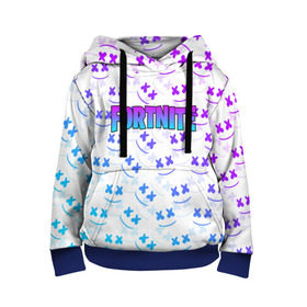 Детская толстовка 3D с принтом FORTNITE x MARSHMELLO в городе Новоалтайск, 100% полиэстер | двухслойный капюшон со шнурком для регулировки, мягкие манжеты на рукавах и по низу толстовки, спереди карман-кенгуру с мягким внутренним слоем | Тематика изображения на принте: 2019 | armor | armour | cybersport | esport | fortnite | game | llama | logo | броня | игра | киберспорт | лама | фиолетовый | фирменные цвета | фортнайт