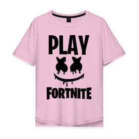 Мужская футболка хлопок Oversize с принтом FORTNITE x MARSHMELLO в городе Новоалтайск, 100% хлопок | свободный крой, круглый ворот, “спинка” длиннее передней части | 2019 | armor | armour | cybersport | esport | fortnite | game | llama | logo | броня | игра | киберспорт | лама | фиолетовый | фирменные цвета | фортнайт