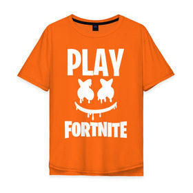 Мужская футболка хлопок Oversize с принтом FORTNITE x MARSHMELLO в городе Новоалтайск, 100% хлопок | свободный крой, круглый ворот, “спинка” длиннее передней части | 2019 | armor | armour | cybersport | esport | fortnite | game | llama | logo | броня | игра | киберспорт | лама | фиолетовый | фирменные цвета | фортнайт