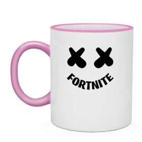 Кружка двухцветная с принтом FORTNITE x MARSHMELLO в городе Новоалтайск, керамика | объем — 330 мл, диаметр — 80 мм. Цветная ручка и кайма сверху, в некоторых цветах — вся внутренняя часть | 2019 | armor | armour | cybersport | esport | fortnite | game | llama | logo | броня | игра | киберспорт | лама | фиолетовый | фирменные цвета | фортнайт