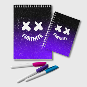 Блокнот с принтом FORTNITE x MARSHMELLO в городе Новоалтайск, 100% бумага | 48 листов, плотность листов — 60 г/м2, плотность картонной обложки — 250 г/м2. Листы скреплены удобной пружинной спиралью. Цвет линий — светло-серый
 | Тематика изображения на принте: 2019 | armor | armour | cybersport | esport | fortnite | game | llama | logo | броня | игра | киберспорт | лама | фиолетовый | фирменные цвета | фортнайт