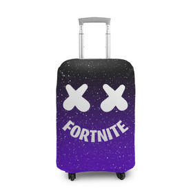 Чехол для чемодана 3D с принтом FORTNITE x MARSHMELLO в городе Новоалтайск, 86% полиэфир, 14% спандекс | двустороннее нанесение принта, прорези для ручек и колес | 2019 | armor | armour | cybersport | esport | fortnite | game | llama | logo | броня | игра | киберспорт | лама | фиолетовый | фирменные цвета | фортнайт