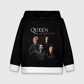 Детская толстовка 3D с принтом Queen в городе Новоалтайск, 100% полиэстер | двухслойный капюшон со шнурком для регулировки, мягкие манжеты на рукавах и по низу толстовки, спереди карман-кенгуру с мягким внутренним слоем | queen | богемская рапсодия | брайан мэи | британская | группа | королева | роджер тейлор | рок | фредди меркьюри