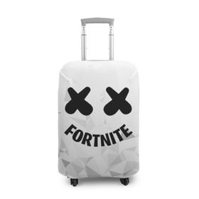 Чехол для чемодана 3D с принтом FORTNITE x MARSHMELLO в городе Новоалтайск, 86% полиэфир, 14% спандекс | двустороннее нанесение принта, прорези для ручек и колес | 2019 | armor | armour | cybersport | esport | fortnite | game | llama | logo | броня | игра | киберспорт | лама | фиолетовый | фирменные цвета | фортнайт