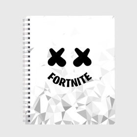 Тетрадь с принтом FORTNITE x MARSHMELLO в городе Новоалтайск, 100% бумага | 48 листов, плотность листов — 60 г/м2, плотность картонной обложки — 250 г/м2. Листы скреплены сбоку удобной пружинной спиралью. Уголки страниц и обложки скругленные. Цвет линий — светло-серый
 | 2019 | armor | armour | cybersport | esport | fortnite | game | llama | logo | броня | игра | киберспорт | лама | фиолетовый | фирменные цвета | фортнайт