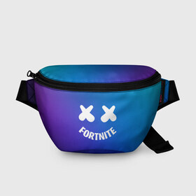 Поясная сумка 3D с принтом FORTNITE x MARSHMELLO в городе Новоалтайск, 100% полиэстер | плотная ткань, ремень с регулируемой длиной, внутри несколько карманов для мелочей, основное отделение и карман с обратной стороны сумки застегиваются на молнию | 2019 | armor | armour | cybersport | esport | fortnite | game | llama | logo | броня | игра | киберспорт | лама | фиолетовый | фирменные цвета | фортнайт