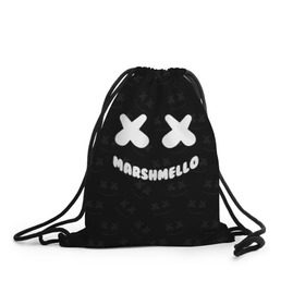 Рюкзак-мешок 3D с принтом MARSHMELLO в городе Новоалтайск, 100% полиэстер | плотность ткани — 200 г/м2, размер — 35 х 45 см; лямки — толстые шнурки, застежка на шнуровке, без карманов и подкладки | dj | marshmello | usa | америка | клубная музыка | маршмелло | музыка | музыкант