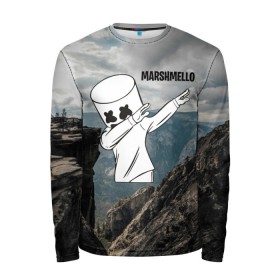 Мужской лонгслив 3D с принтом Marshmello в городе Новоалтайск, 100% полиэстер | длинные рукава, круглый вырез горловины, полуприлегающий силуэт | chris comstock | electronic | joytime iii | marshmallow | marshmello | клубная | маршмелло | маршмеллоу | электронная музыка