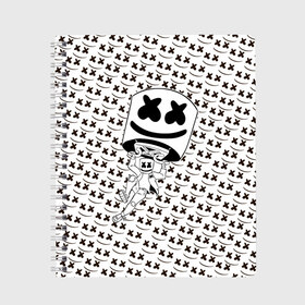 Тетрадь с принтом Fortnite Marshmello в городе Новоалтайск, 100% бумага | 48 листов, плотность листов — 60 г/м2, плотность картонной обложки — 250 г/м2. Листы скреплены сбоку удобной пружинной спиралью. Уголки страниц и обложки скругленные. Цвет линий — светло-серый
 | Тематика изображения на принте: chris comstock | electronic | fortnite | joytime iii | marshmallow | marshmello | клубная | маршмелло | маршмеллоу | фортнайт | электронная музыка
