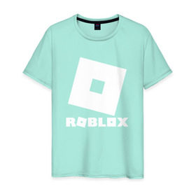 Мужская футболка хлопок с принтом ROBLOX в городе Новоалтайск, 100% хлопок | прямой крой, круглый вырез горловины, длина до линии бедер, слегка спущенное плечо. | game | gamer | logo | minecraft | roblox | simulator | игра | конструктор | лого | симулятор | строительство | фигура