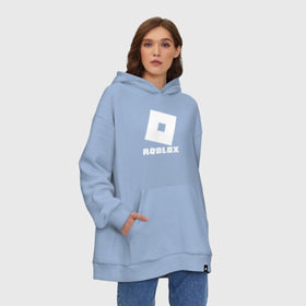 Худи SuperOversize хлопок с принтом ROBLOX в городе Новоалтайск, 70% хлопок, 30% полиэстер, мягкий начес внутри | карман-кенгуру, эластичная резинка на манжетах и по нижней кромке, двухслойный капюшон
 | game | gamer | logo | minecraft | roblox | simulator | игра | конструктор | лого | симулятор | строительство | фигура