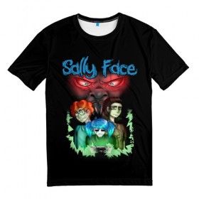 Мужская футболка 3D с принтом Sally Face в городе Новоалтайск, 100% полиэфир | прямой крой, круглый вырез горловины, длина до линии бедер | sally face | загадка | лицо | протез | салли фейс | соседи | странные | тайна | ужас | фишер