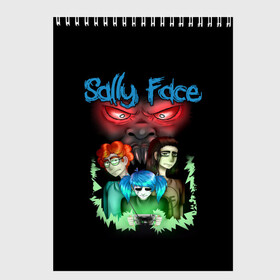 Скетчбук с принтом Sally Face в городе Новоалтайск, 100% бумага
 | 48 листов, плотность листов — 100 г/м2, плотность картонной обложки — 250 г/м2. Листы скреплены сверху удобной пружинной спиралью | sally face | загадка | лицо | протез | салли фейс | соседи | странные | тайна | ужас | фишер