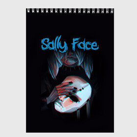 Скетчбук с принтом Sally Face в городе Новоалтайск, 100% бумага
 | 48 листов, плотность листов — 100 г/м2, плотность картонной обложки — 250 г/м2. Листы скреплены сверху удобной пружинной спиралью | sally face | загадка | лицо | протез | салли фейс | соседи | странные | тайна | ужас | фишер