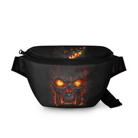 Поясная сумка 3D с принтом Skull Lava в городе Новоалтайск, 100% полиэстер | плотная ткань, ремень с регулируемой длиной, внутри несколько карманов для мелочей, основное отделение и карман с обратной стороны сумки застегиваются на молнию | dead | demon | devil | executioner | metal | punisher | rap | rock | satan | skull | swag | каратель | метал | палач | рок | скелет | череп