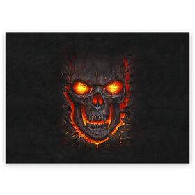 Поздравительная открытка с принтом Skull Lava в городе Новоалтайск, 100% бумага | плотность бумаги 280 г/м2, матовая, на обратной стороне линовка и место для марки
 | dead | demon | devil | executioner | metal | punisher | rap | rock | satan | skull | swag | каратель | метал | палач | рок | скелет | череп