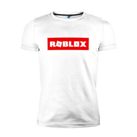 Мужская футболка премиум с принтом ROBLOX в городе Новоалтайск, 92% хлопок, 8% лайкра | приталенный силуэт, круглый вырез ворота, длина до линии бедра, короткий рукав | game | gamer | logo | minecraft | roblox | simulator | игра | конструктор | лого | симулятор | строительство | фигура