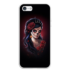 Чехол для iPhone 5/5S матовый с принтом Muertos День Мертвых в городе Новоалтайск, Силикон | Область печати: задняя сторона чехла, без боковых панелей | dead | girl | girls | metal | muertos | rap | rock | skeleton | skull | девукша | день | зомби | мексика | мертвецы | мертвых | метал | музыка | рок | рэп | скелет | тату | череп