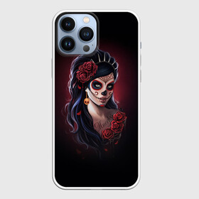 Чехол для iPhone 13 Pro Max с принтом Muertos   День Мертвых в городе Новоалтайск,  |  | dead | girl | girls | metal | muertos | rap | rock | skeleton | skull | девукша | день | зомби | мексика | мертвецы | мертвых | метал | музыка | рок | рэп | скелет | тату | череп
