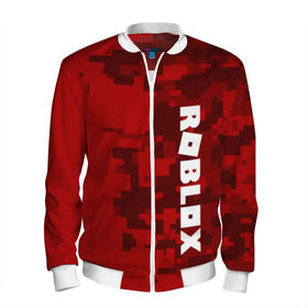 Мужской бомбер 3D с принтом ROBLOX в городе Новоалтайск, 100% полиэстер | застегивается на молнию, по бокам два кармана без застежек, по низу бомбера и на воротнике - эластичная резинка | game | gamer | logo | minecraft | roblox | simulator | игра | конструктор | лого | симулятор | строительство | фигура