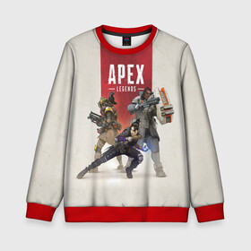 Детский свитшот 3D с принтом APEX LEGENDS в городе Новоалтайск, 100% полиэстер | свободная посадка, прямой крой, мягкая тканевая резинка на рукавах и понизу свитшота | apex | legend | legends | titanfall | апекс | бангалор | бладхаунд | верхушки | гибралтар | каустик | лайфлайн | легенда | легенды | ледженд | леджендс | мираж | рэйф | титанфол