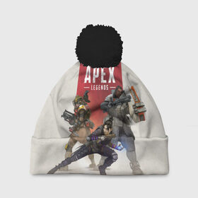 Шапка 3D c помпоном с принтом APEX LEGENDS в городе Новоалтайск, 100% полиэстер | универсальный размер, печать по всей поверхности изделия | apex | legend | legends | titanfall | апекс | бангалор | бладхаунд | верхушки | гибралтар | каустик | лайфлайн | легенда | легенды | ледженд | леджендс | мираж | рэйф | титанфол