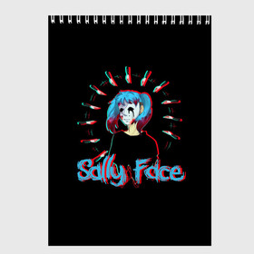 Скетчбук с принтом Sally Face в городе Новоалтайск, 100% бумага
 | 48 листов, плотность листов — 100 г/м2, плотность картонной обложки — 250 г/м2. Листы скреплены сверху удобной пружинной спиралью | sally face | загадка | лицо | протез | салли фейс | соседи | странные | тайна | ужас | фишер