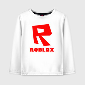 Детский лонгслив хлопок с принтом ROBLOX в городе Новоалтайск, 100% хлопок | круглый вырез горловины, полуприлегающий силуэт, длина до линии бедер | game | gamer | logo | minecraft | roblox | simulator | игра | конструктор | лого | симулятор | строительство | фигура