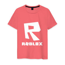 Мужская футболка хлопок с принтом ROBLOX в городе Новоалтайск, 100% хлопок | прямой крой, круглый вырез горловины, длина до линии бедер, слегка спущенное плечо. | game | gamer | logo | minecraft | roblox | simulator | игра | конструктор | лого | симулятор | строительство | фигура