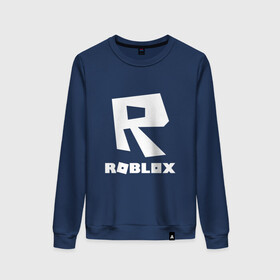 Женский свитшот хлопок с принтом ROBLOX в городе Новоалтайск, 100% хлопок | прямой крой, круглый вырез, на манжетах и по низу широкая трикотажная резинка  | game | gamer | logo | minecraft | roblox | simulator | игра | конструктор | лого | симулятор | строительство | фигура