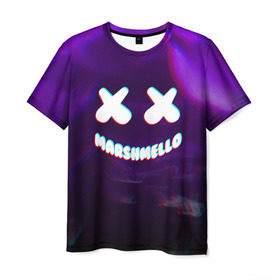 Мужская футболка 3D с принтом MARSHMELLO GLITCH в городе Новоалтайск, 100% полиэфир | прямой крой, круглый вырез горловины, длина до линии бедер | Тематика изображения на принте: dj | marshmello | usa | америка | клубная музыка | маршмелло | музыка | музыкант