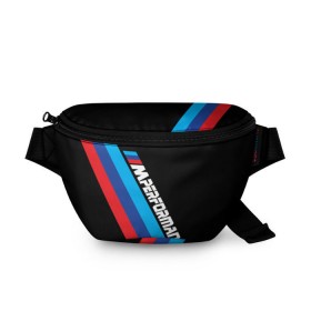 Поясная сумка 3D с принтом BMW M performance в городе Новоалтайск, 100% полиэстер | плотная ткань, ремень с регулируемой длиной, внутри несколько карманов для мелочей, основное отделение и карман с обратной стороны сумки застегиваются на молнию | bmw | bmw m | bmw m performance | bmw m power | bmw performance | автоспорт | бмв | бмв м | машина бмв