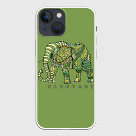 Чехол для iPhone 13 mini с принтом Elephant в городе Новоалтайск,  |  | Тематика изображения на принте: african | animal | backgr | big | drawing | elephant | ethnic | flowers | graphics | heavy | ornament | pattern | trunk | tusks | wild | африканский | бивни | большой | графика | дикий | животное | зелёный | орнамент | рисунок | слон | тяжёлый | узор | фо