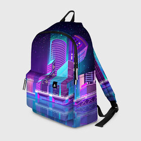Рюкзак 3D с принтом Neon Nights в городе Новоалтайск, 100% полиэстер | лямки с регулируемой длиной, сверху петелька, чтобы рюкзак можно было повесить на вешалку. Основное отделение закрывается на молнию, как и внешний карман. Внутри два дополнительных кармана, один из которых закрывается на молнию. По бокам два дополнительных кармашка | Тематика изображения на принте: city | neon синтвейв | retrowave | synthwave | горо | неон | ночь | ретровейв