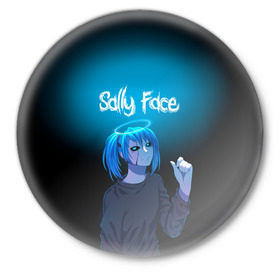 Значок с принтом Sally Face в городе Новоалтайск,  металл | круглая форма, металлическая застежка в виде булавки | blue | diane | face | fisher | gizmo | henry | johnson | killer | larry | sally | генри | гизмо | джонсон | диана | ларри | лицо | салли | фейс | фишер