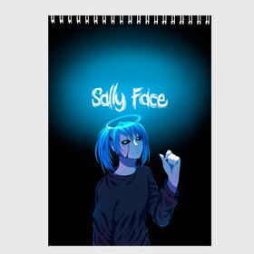 Скетчбук с принтом Sally Face в городе Новоалтайск, 100% бумага
 | 48 листов, плотность листов — 100 г/м2, плотность картонной обложки — 250 г/м2. Листы скреплены сверху удобной пружинной спиралью | blue | diane | face | fisher | gizmo | henry | johnson | killer | larry | sally | генри | гизмо | джонсон | диана | ларри | лицо | салли | фейс | фишер