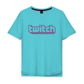 Мужская футболка хлопок Oversize с принтом Twitch в городе Новоалтайск, 100% хлопок | свободный крой, круглый ворот, “спинка” длиннее передней части | stream | twitch | youtube | игры | популярные | стрим | твич | фиолетовый | ютуб