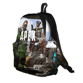 Рюкзак 3D с принтом APEX LEGENDS в городе Новоалтайск, 100% полиэстер | лямки с регулируемой длиной, сверху петелька, чтобы рюкзак можно было повесить на вешалку. Основное отделение закрывается на молнию, как и внешний карман. Внутри два дополнительных кармана, один из которых закрывается на молнию. По бокам два дополнительных кармашка | apex | legend | legends | titanfall | апекс | бангалор | бладхаунд | верхушки | гибралтар | каустик | лайфлайн | легенда | легенды | ледженд | леджендс | мираж | рэйф | титанфол