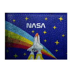 Обложка для студенческого билета с принтом NASA в городе Новоалтайск, натуральная кожа | Размер: 11*8 см; Печать на всей внешней стороне | shuttle | space | звёзды | космос | маск | наса | ракета | шатл