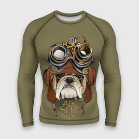 Мужской рашгард 3D с принтом Air ship pilot в городе Новоалтайск,  |  | aircraft | angry | animal | breed | bulldog | dog | pilot | predator | t | бульдог | взгляд | воздушное | графика | животное | злой | зуб | зубы | надпись | очки | пилот | порода | рисунок | самолет | синий | собака | судно | текст